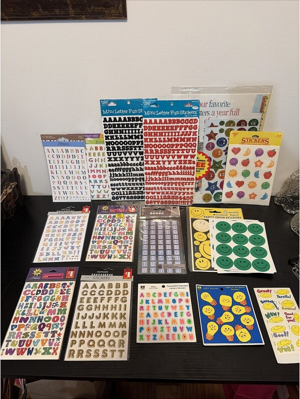 Lot Of Alphabet And Smiley Face Stickers Many Unopened